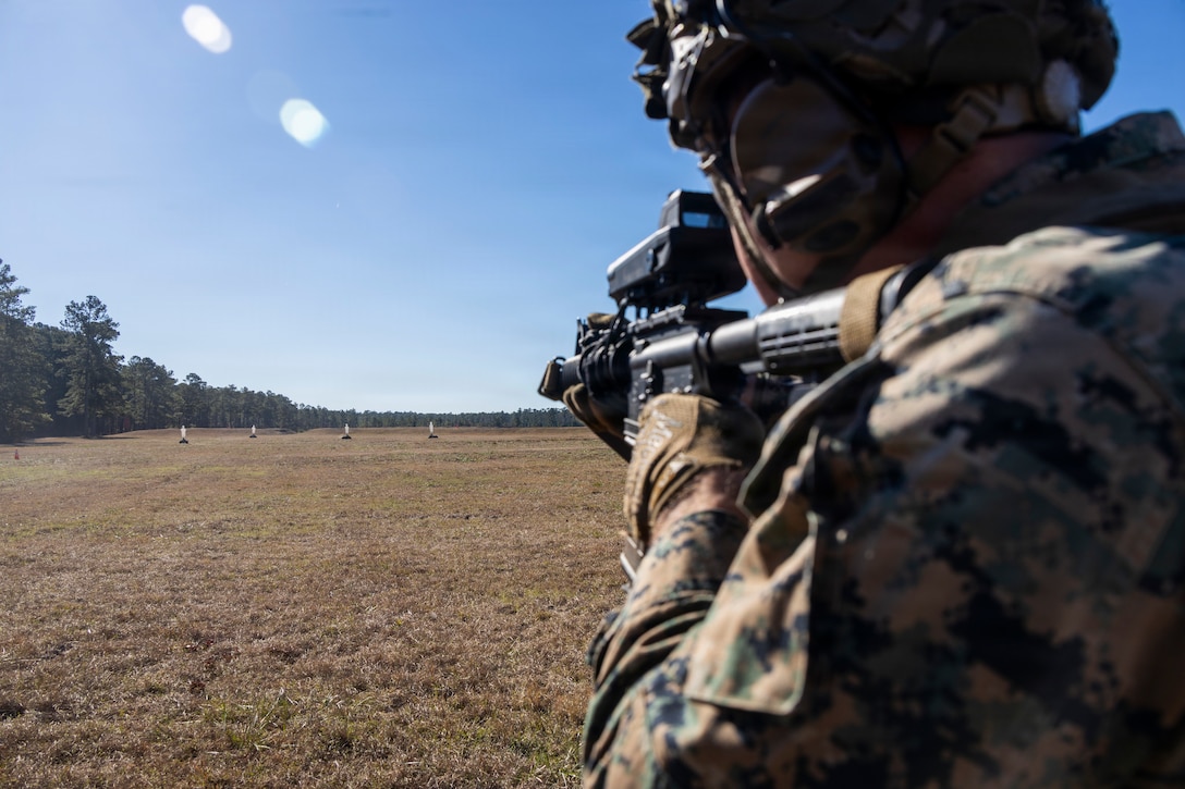 The SMASH 2000L system uses computer vision and machine learning technology and can be mounted to small arms weapons to target unmanned aerial systems (UAS). This system increases 2nd LAAD’s counter-UAS capabilities. (U.S. Marine Corps photo by Lance Cpl. Gavin K. Kulczewski)