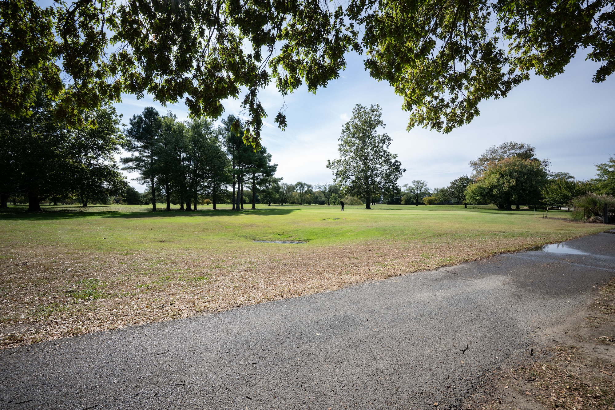 The Eagle Creek Golf Course sits empty on Dover Air Force Base, Delaware, Oct. 18, 2025. In 1959, the land was sold to the U.S. military and turned into a golf course and military housing. (U.S. Air Force photo by Airman 1st Class Liberty Kuhn)