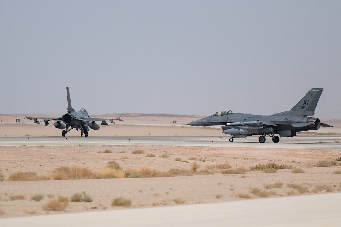 555th Expeditionary Fighter Squadron participates in Blue Sands 26.1 within the U.S. Central Command area of responsibility, Dec. 11, 2025.