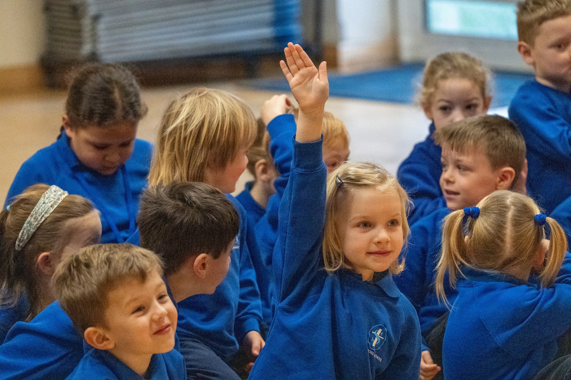 Children smile during a visit with Santa Claus