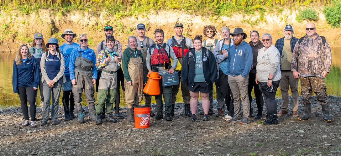 Dedicated partners gather for a group photo during the mussel reintroduction project at the Cuyahoga Valley National Park.