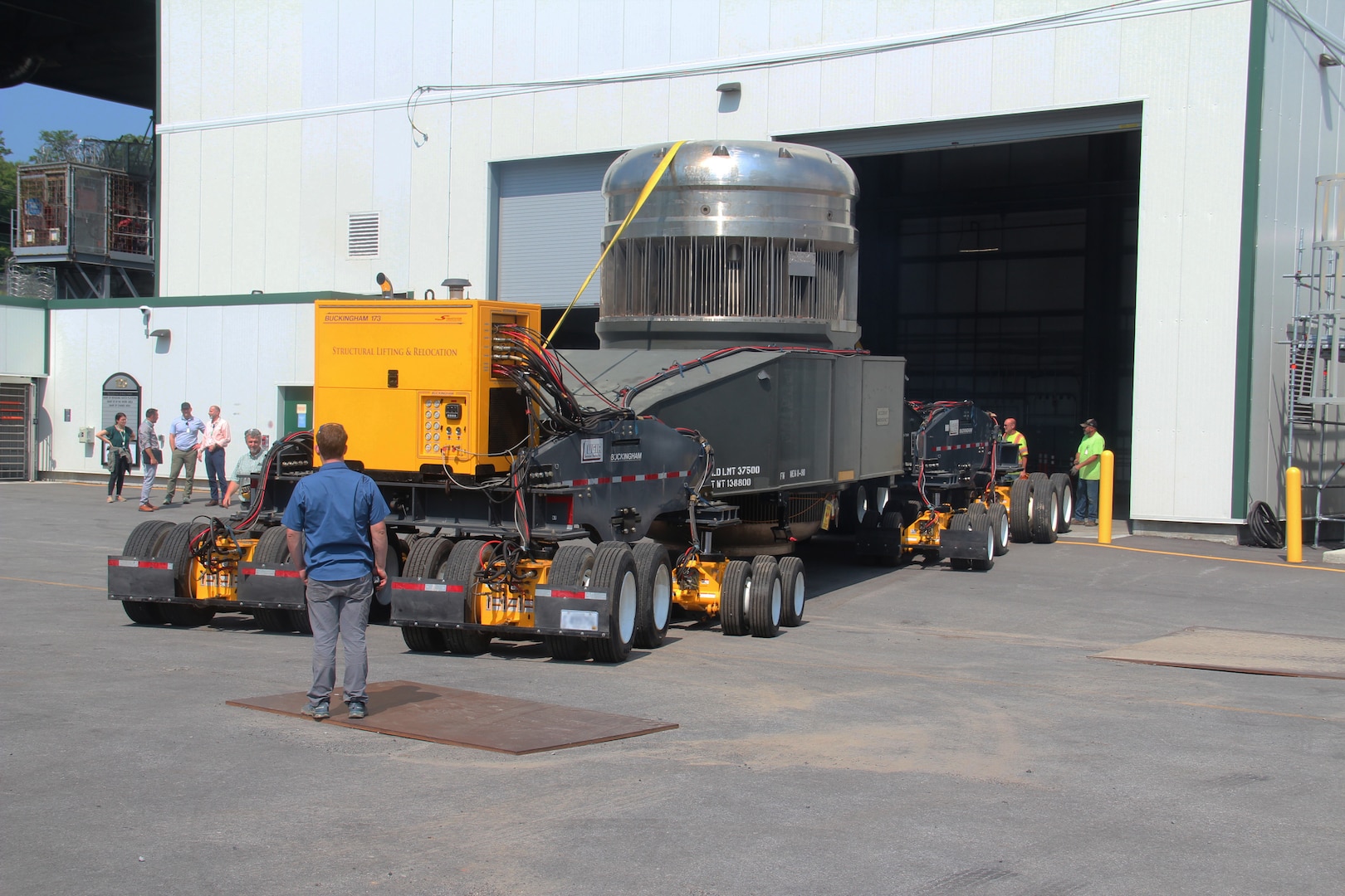 As part of the MARF Defueling Layup Availability (DLA) Project at the Kenneth A. Kesselring Site (KSO), West Milton, New York, Norfolk Naval Shipyard workers, Lucia Specialized Hauling of VA, Inc., New York State Police and other agencies partnered to transport a loaded spent fuel shipping container which will be sent to Idaho National Laboratory, Idaho Falls, Idaho for extensive testing.