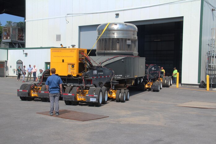 As part of the MARF Defueling Layup Availability (DLA) Project at the Kenneth A. Kesselring Site (KSO), West Milton, New York, Norfolk Naval Shipyard workers, Lucia Specialized Hauling of VA, Inc., New York State Police and other agencies partnered to transport a loaded spent fuel shipping container which will be sent to Idaho National Laboratory, Idaho Falls, Idaho for extensive testing.