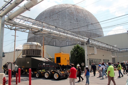 As part of the MARF Defueling Layup Availability (DLA) Project at the Kenneth A. Kesselring Site (KSO), West Milton, New York, Norfolk Naval Shipyard workers, Lucia Specialized Hauling of VA, Inc., New York State Police and other agencies partnered to transport a loaded spent fuel shipping container which will be sent to Idaho National Laboratory, Idaho Falls, Idaho for extensive testing.