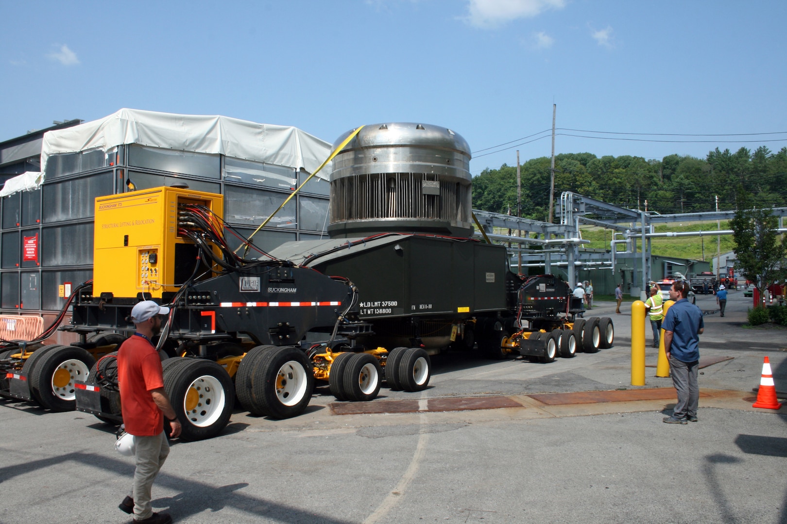 As part of the MARF Defueling Layup Availability (DLA) Project at the Kenneth A. Kesselring Site (KSO), West Milton, New York, Norfolk Naval Shipyard workers, Lucia Specialized Hauling of VA, Inc., New York State Police and other agencies partnered to transport a loaded spent fuel shipping container which will be sent to Idaho National Laboratory, Idaho Falls, Idaho for extensive testing.