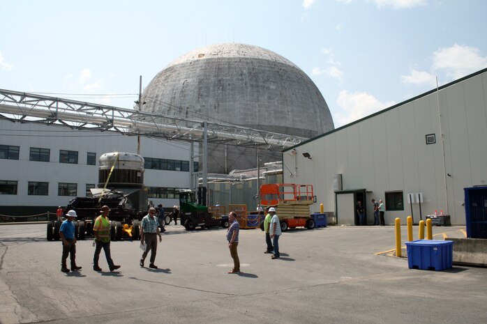 As part of the MARF Defueling Layup Availability (DLA) Project at the Kenneth A. Kesselring Site (KSO), West Milton, New York, Norfolk Naval Shipyard workers, Lucia Specialized Hauling of VA, Inc., New York State Police and other agencies partnered to transport a loaded spent fuel shipping container which will be sent to Idaho National Laboratory, Idaho Falls, Idaho for extensive testing.