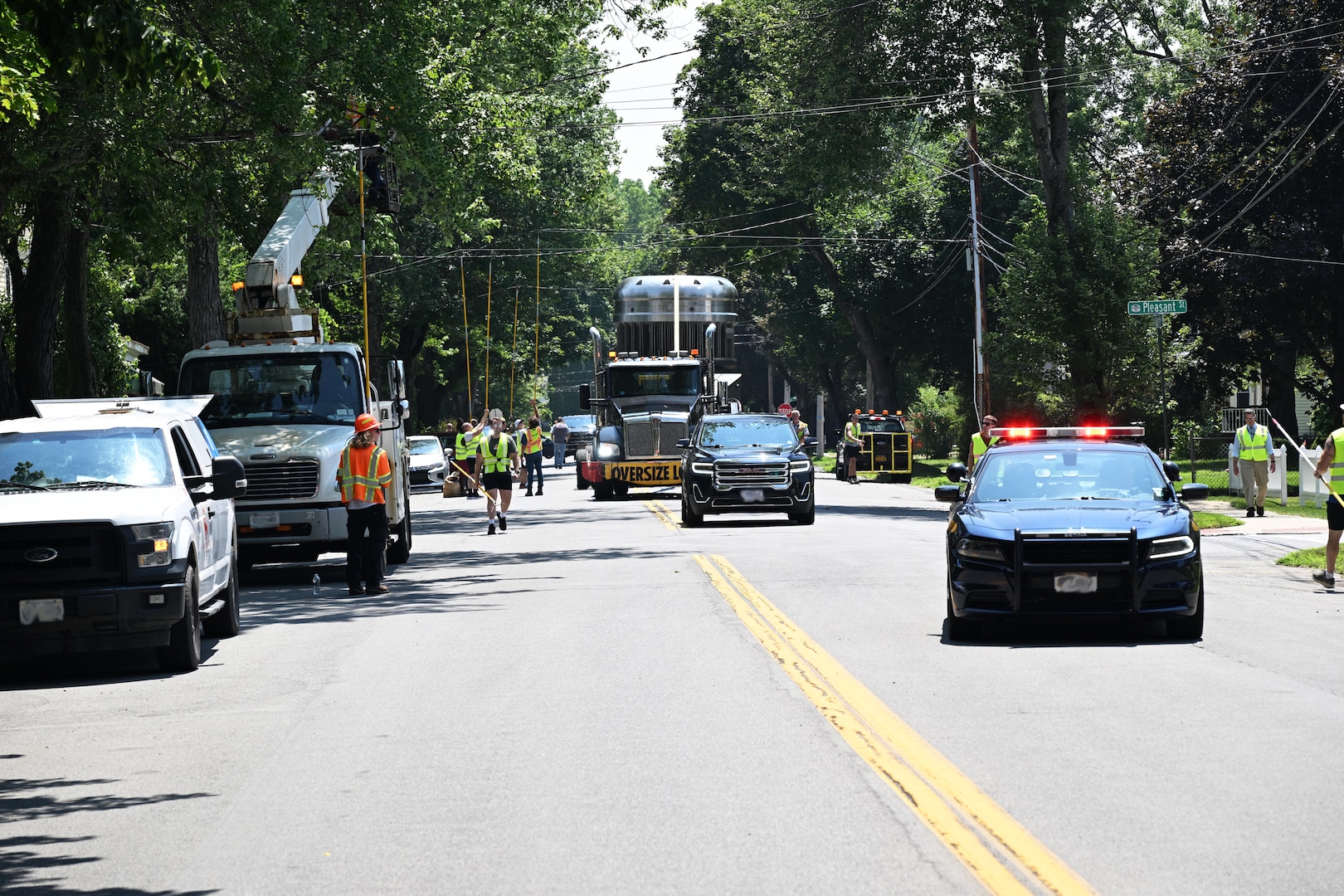 As part of the MARF Defueling Layup Availability (DLA) Project at the Kenneth A. Kesselring Site (KSO), West Milton, New York, Norfolk Naval Shipyard workers, Lucia Specialized Hauling of VA, Inc., New York State Police and other agencies partnered to transport a loaded spent fuel shipping container which will be sent to Idaho National Laboratory, Idaho Falls, Idaho for extensive testing.