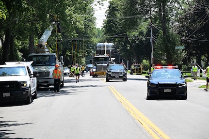 As part of the MARF Defueling Layup Availability (DLA) Project at the Kenneth A. Kesselring Site (KSO), West Milton, New York, Norfolk Naval Shipyard workers, Lucia Specialized Hauling of VA, Inc., New York State Police and other agencies partnered to transport a loaded spent fuel shipping container which will be sent to Idaho National Laboratory, Idaho Falls, Idaho for extensive testing.