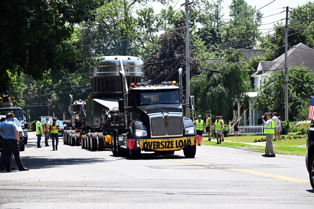 As part of the MARF Defueling Layup Availability (DLA) Project at the Kenneth A. Kesselring Site (KSO), West Milton, New York, Norfolk Naval Shipyard workers, Lucia Specialized Hauling of VA, Inc., New York State Police and other agencies partnered to transport a loaded spent fuel shipping container which will be sent to Idaho National Laboratory, Idaho Falls, Idaho for extensive testing.