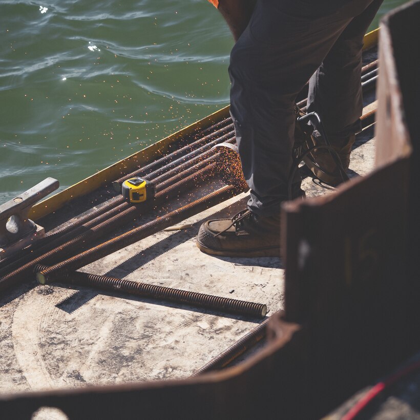 Huron Harbor pier as repairs are being made.