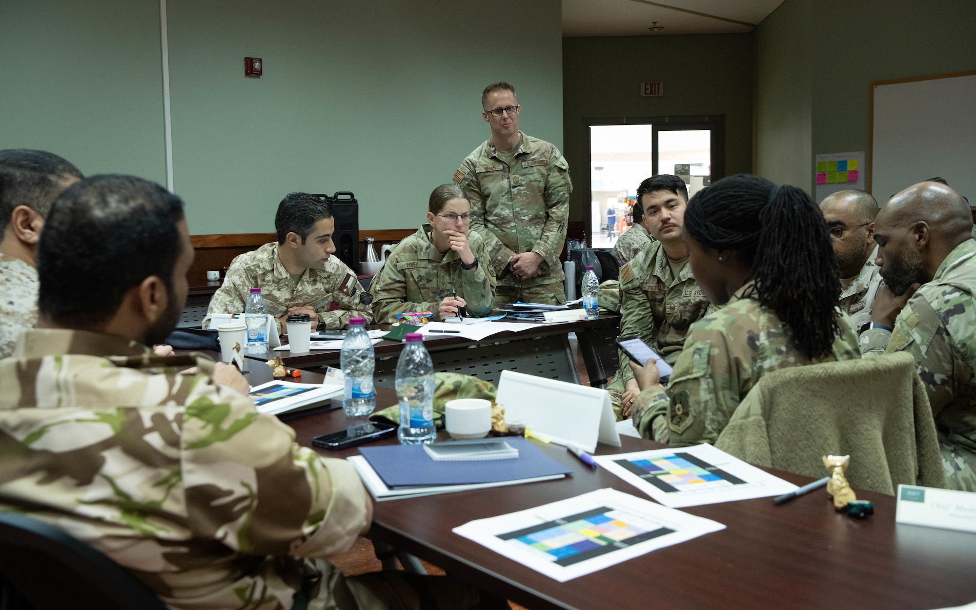 Chief Master Sgt. Joshua Wiener, Ninth Air Force command chief, speaks to coalition senior leaders at the U.S. Air Forces Central Command Multilateral Professional Development Seminar, in the U.S. Central Command area of responsibility, Jan. 7, 2026.