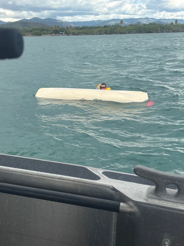 A Customs and Border Protection marine unit rescues a capsized kayaker off the coast of Salinas, Puerto Rico, Jan. 12, 2026. Coast Guard watchstanders at Sector San Juan issued an Urgent Marine Information Broadcast and coordinated with 911 and responding units to rescue the man from Aibonito, Puerto Rico, who reportedly was fishing when a wave caused his kayak to capsize approximately half a mile offshore. (Courtesy photo provided by U.S. Customs and Border Protection)