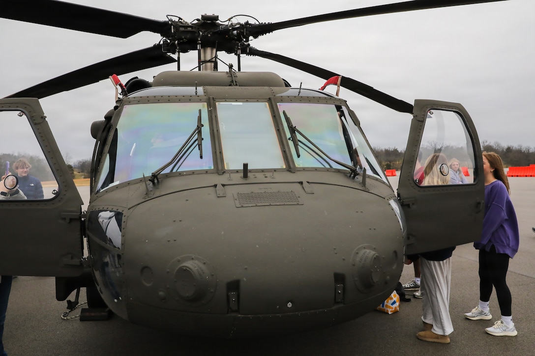 The students visited from Oldham County to explore military careers the medical field.