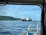The USCGC Hickory (WLB 212), a 225-foot Juniper-class seagoing buoy tender, arrives in Apra Harbor as it comes to their new homeport in Guam on Jan. 14, 2026, following a more than 13,000-mile transit over 71 days from the U.S. Coast Guard Yard in Baltimore through the Panama Canal. After an extended Major Maintenance Availability at the Yard, part of the In-Service Vessel Sustainment Program that modernizes the entire Juniper-class fleet with hull repairs, system upgrades, and replacement of obsolete equipment, the Hickory is now fully revitalized. (U.S. Coast Guard photo by Chief Warrant Officer Muir)