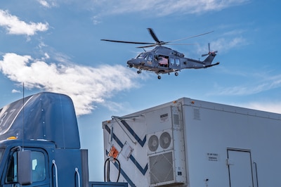 A U.S. Air Force MH-139A Grey Wolf assigned to the 40th Helicopter Squadron conducts its first operational mission at Malmstrom Air Force Base, Montana, Jan. 8, 2026. The aircraft modernizes the land-based leg of the nuclear triad by delivering increased speed and extended range as it begins to take over duties from the long-serving UH-1N Huey. (U.S. Air Force photo by Airman 1st Class Jack Rodriguez Escamilla)