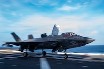 251211-N-MQ780-1389
An F-35B Lighting II, attached to Marine Fighter Attack Squadron 242 takes off from the flight deck of America-class amphibious assault ship USS Tripoli (LHA 7) during flight operations in the South China Sea, Dec. 11, 2025. Marine Fighter Squadron 242, part of the Tripoli Expeditionary Strike Group, is conducting routine operations in the U.S. 7th Fleet area of operations. U.S. 7th Fleet is the U.S. Navy’s largest forward-deployed numbered fleet and routinely interacts and operates with allies and partners in preserving a free and open Indo-Pacific region. (U.S. Navy photo by Mass Communication Specialist Seaman Angel Conde)