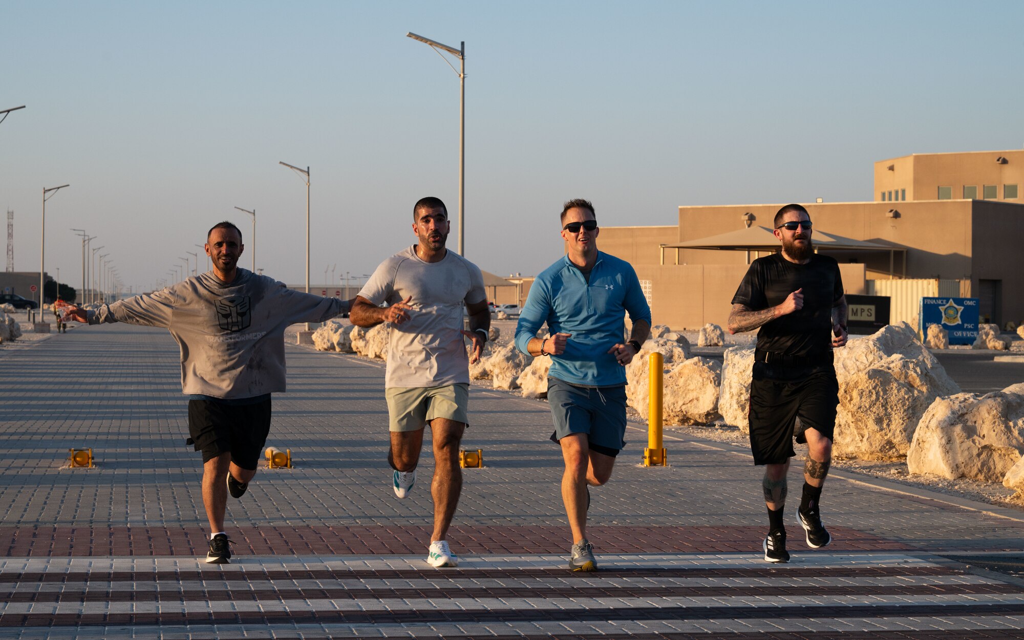Chief Master Sgt. Joshua Wiener, Ninth Air Force command chief, runs a 5k with coalition senior leaders at the U.S. Air Forces Central Command Multilateral Professional Development Seminar, in the U.S. Central Command area of responsibility, Jan. 7, 2026.
