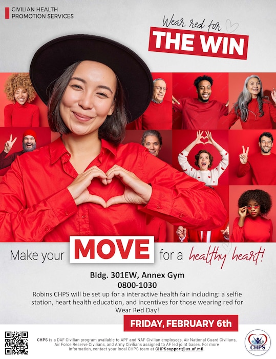 Graphic about an interactive health fair, including heart health education and incentives for those wearing red