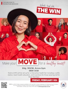 Graphic about an interactive health fair, including heart health education and incentives for those wearing red