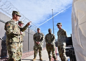 Lt. Gen. Zellmann, U.S. Space Command deputy commander, receives a demonstration of a small form factor kit during a visit to 1st Space Brigade, U.S. Army Space and Missile Defense Command, headquarters at Fort Carson, Colorado, Jan. 6, 2026.