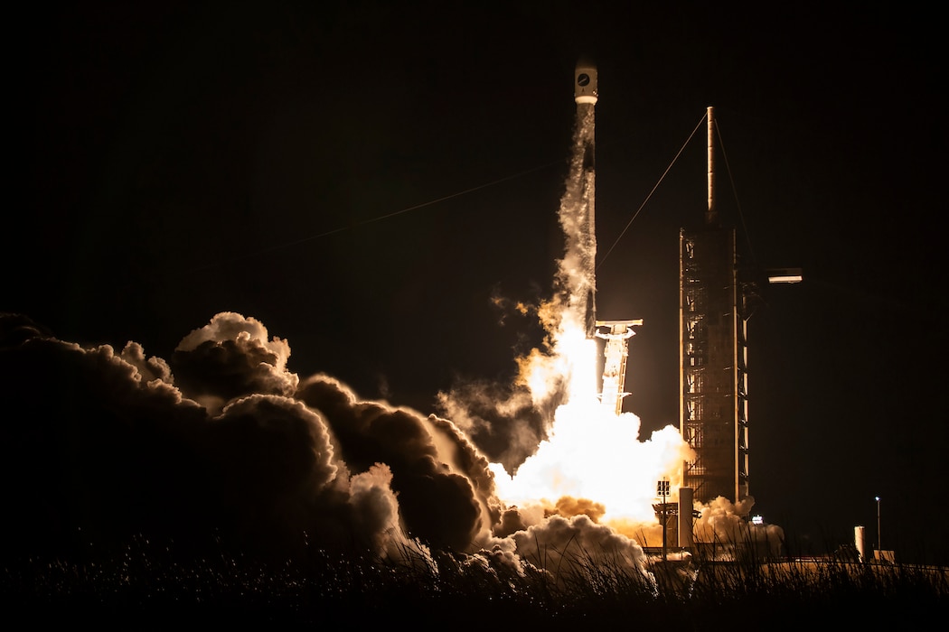 rocket launch at night