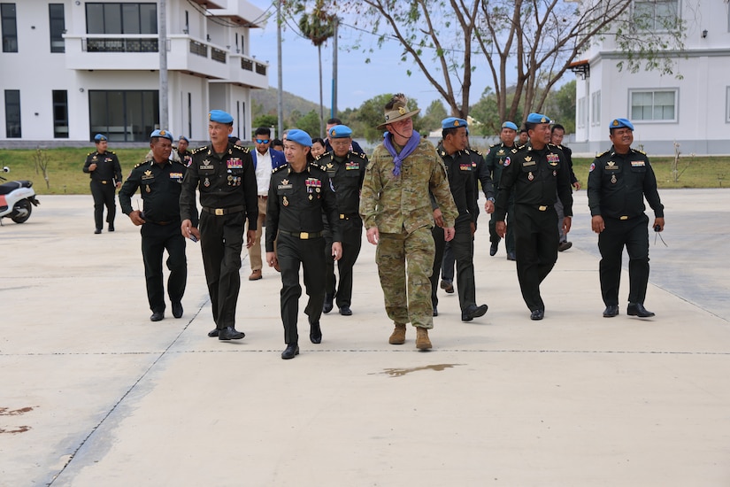 Major General Scott A. Winter, Deputy Commanding General - Strategy and Plans for the U.S. Army Pacific, visited the Peacekeeping Operations Training Center in Kampong Speu Province on February 26, 2025.