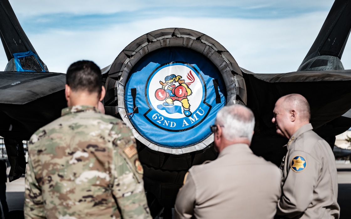 A delegation of local Police Chiefs tours the flightline at the 62nd Aircraft Maintenance Unit