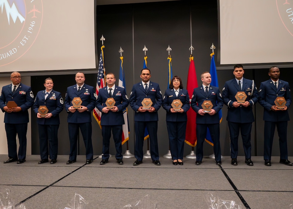 The Utah Air National Guard celebrated its Airmen of the Year during a banquet held in their honor at the Zions Bancorporation’s Midvale Technology Campus on Jan. 10, 2026, in Midvale, Utah. The Utah Air National Guard Airman, NCO, Senior NCO, and First Sergeant winners will compete nationally with the opportunity to compete at the National Guard and Air Force Level to be one of the Air Force's Twelve Outstanding Airman of the Year.