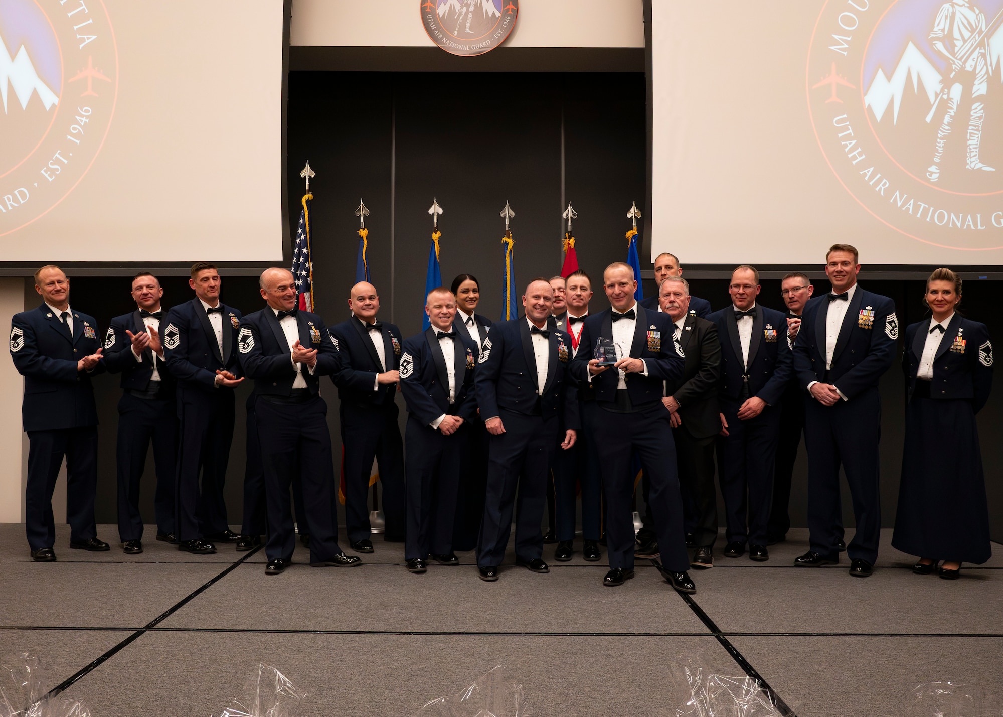 The Utah Air National Guard celebrated its Airmen of the Year during a banquet held in their honor at the Zions Bancorporation’s Midvale Technology Campus on Jan. 10, 2026, in Midvale, Utah. The Utah Air National Guard Airman, NCO, Senior NCO, and First Sergeant winners will compete nationally with the opportunity to compete at the National Guard and Air Force Level to be one of the Air Force's Twelve Outstanding Airman of the Year.