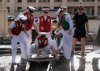 JOINT BASE PEARL HARBOR-HICKAM, Hawaii (Dec 8, 2025) - Sailors assigned to Virginia-class fast-attack submarine USS Hawaii (SSN 776) adjust mooring lines as Hawaii returns to its homeport at Joint Base Pearl Harbor-Hickam following a scheduled deployment, Dec. 8, 2025. Hawaii is assigned to Submarine Squadron 1 and is capable of supporting various missions, including anti-submarine warfare, anti-surface ship warfare, strike warfare, special operations forces support, and intelligence, surveillance, and reconnaissance. (U.S. Navy photo by Mass Communication Specialist 2nd Class Nicholas Russell)