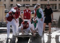 JOINT BASE PEARL HARBOR-HICKAM, Hawaii (Dec 8, 2025) - Sailors assigned to Virginia-class fast-attack submarine USS Hawaii (SSN 776) adjust mooring lines as Hawaii returns to its homeport at Joint Base Pearl Harbor-Hickam following a scheduled deployment, Dec. 8, 2025. Hawaii is assigned to Submarine Squadron 1 and is capable of supporting various missions, including anti-submarine warfare, anti-surface ship warfare, strike warfare, special operations forces support, and intelligence, surveillance, and reconnaissance. (U.S. Navy photo by Mass Communication Specialist 2nd Class Nicholas Russell)