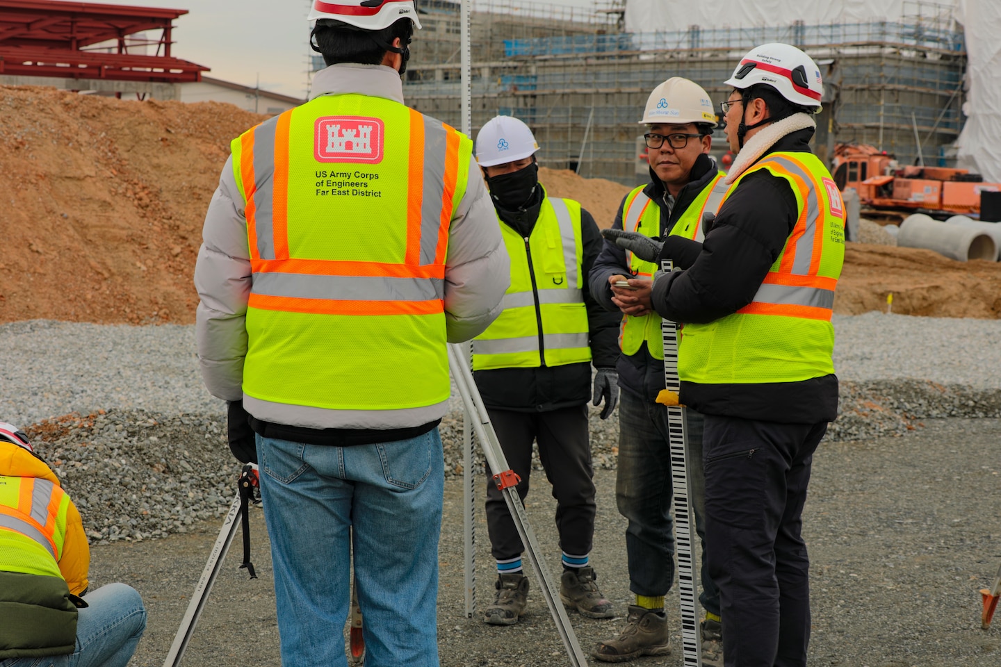 USACE FED Geotechnical team surveys the project site.