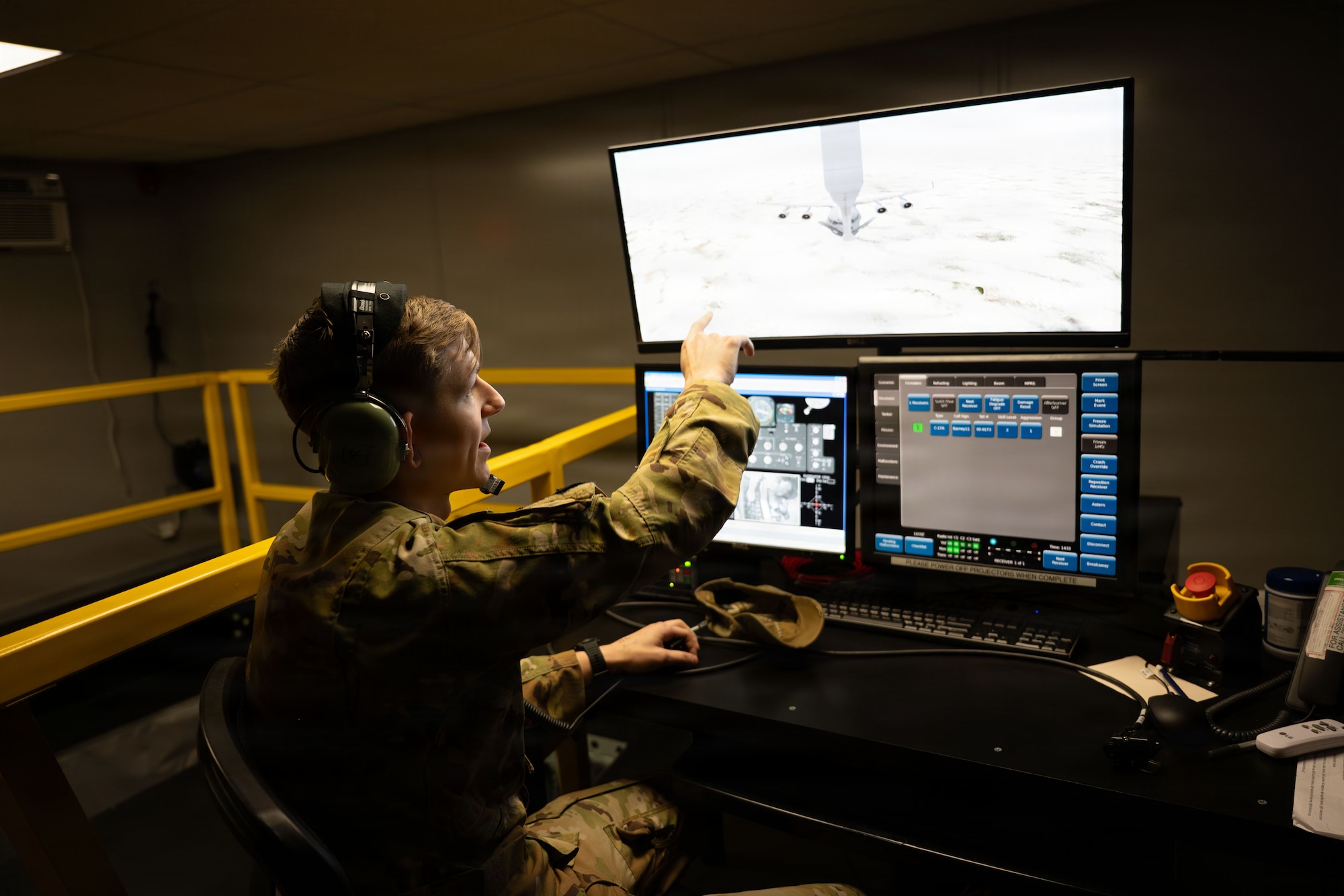 After initial training, boom operators continue simulator and live-flight training throughout their careers.