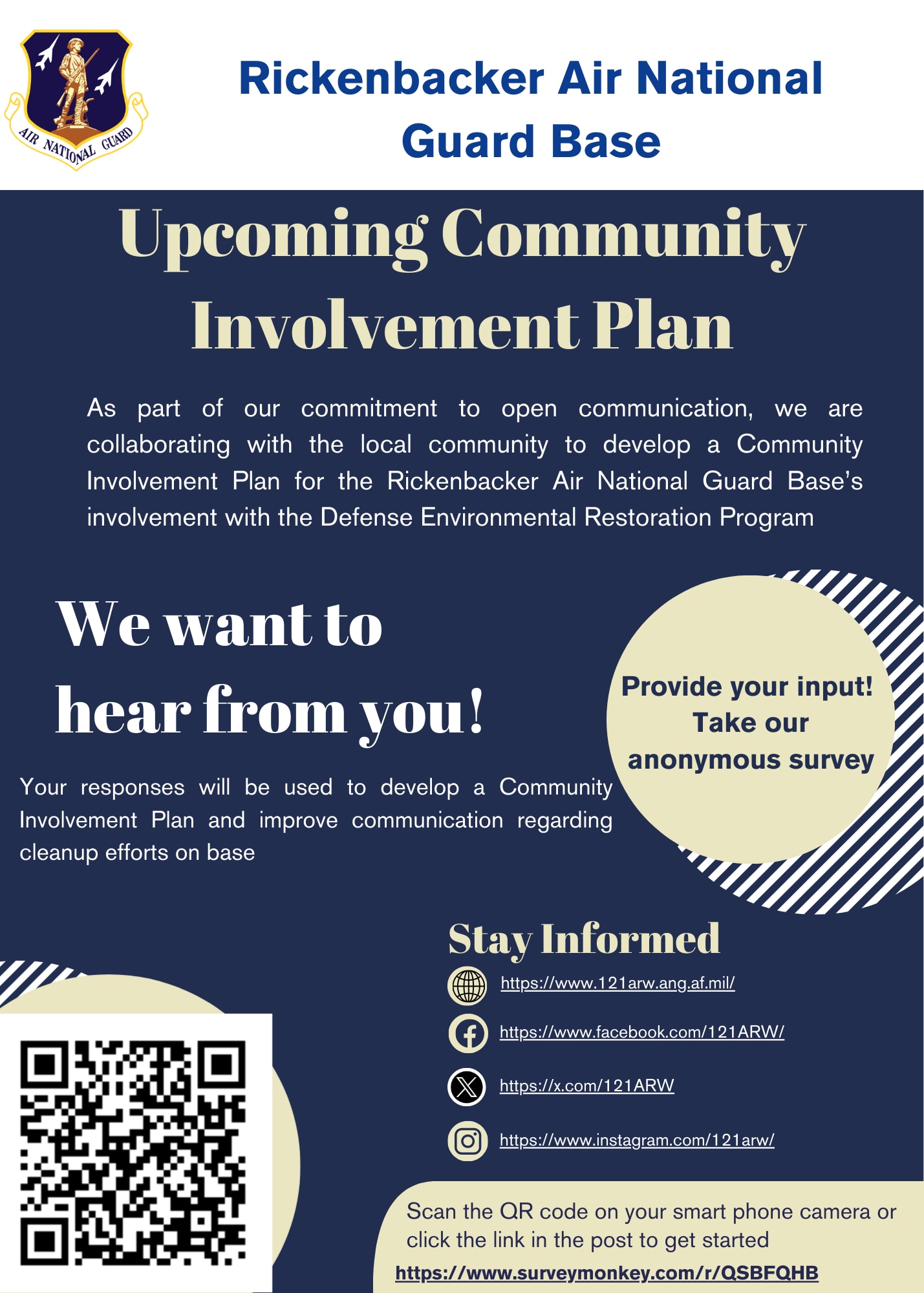 Upcoming Community Involvement Plan flyer.