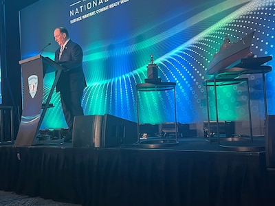 Secretary of the Navy John Phelan speaks at the Surface Navy Association National Symposium Jan. 13, 2026, in Arlington, Va.