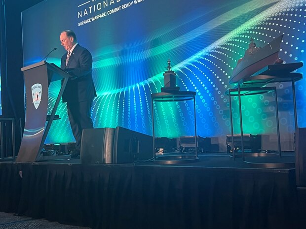 Secretary of the Navy John Phelan speaks at the Surface Navy Association National Symposium Jan. 13, 2026, in Arlington, Va.