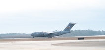 A C-17 Globemaster III prepares to take off from the Joint Base Charleston flight line.