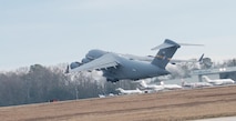 A C-17 Globemaster III takes off from the Joint Base Charleston flight line.