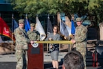 Gen. Gregory Guillot, Commander of the North American Aerospace Defense Command and U.S. Northern Command, left, and Brig. Gen. Maurizio Calabrese, director of the Joint Interagency Task Force–Counter Cartel and Commander, Joint Intelligence Task Force–Southern Border, right, stand alongside Andrea Goldbarg, special assistant to the president and senior director of the Homeland Security Council, center, during the Joint Interagency Task Force-Counter Cartel ribbon-cutting ceremony in Tucson, Arizona, Jan. 15, 2026. The event was attended by federal leaders and interagency partners representing multiple departments and agencies. (U.S. Air Force photo by Senior Airman Jhade Herrera)