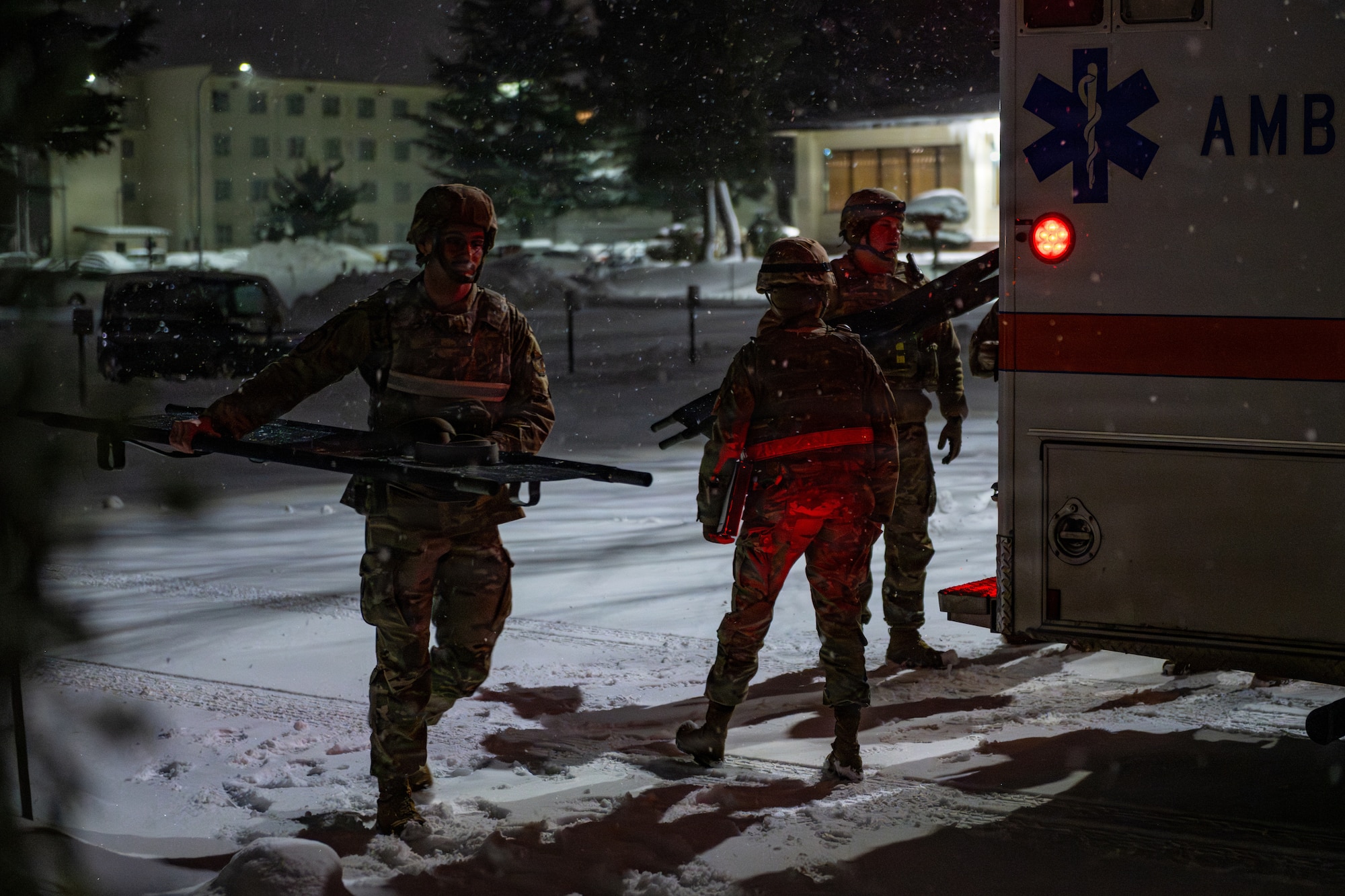 U.S. Airmen assigned to the 35th Medical Group arrive on scene to a mass casualty exercise during Sprint 26-2.
