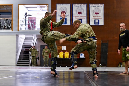Pennsylvania National Guard Soldiers and Airmen compete at the inaugural Keystone Combatives Tournament at Fort Indiantown Gap, Pa., Jan. 10, 2026. Thirty-nine service members tested their hand-to-hand combat skills in the state’s first modern Army Combatives tournament. (U.S. Army National Guard photo by Staff Sgt. Kelly Boyer)