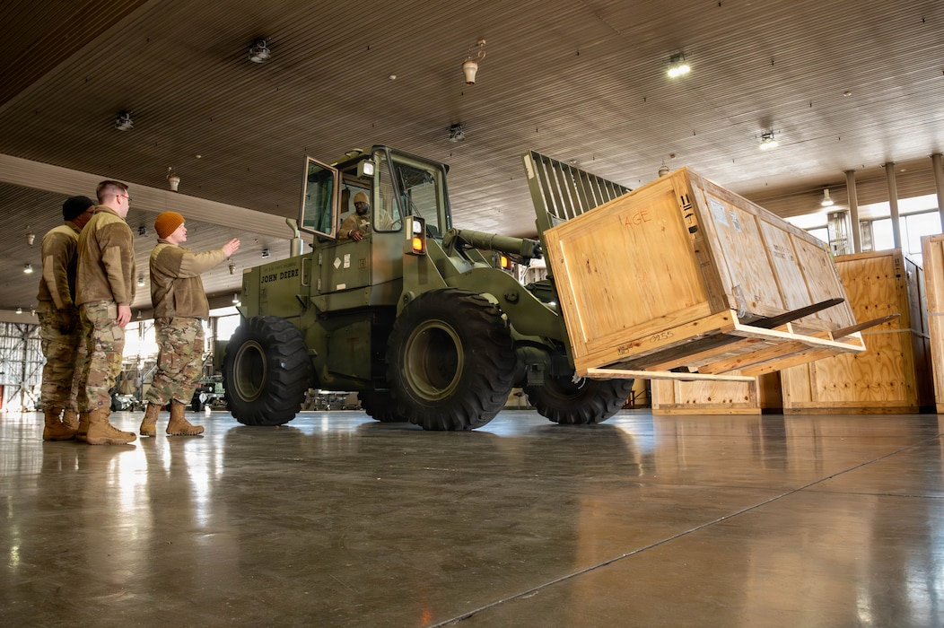 Loader carrying cargo box