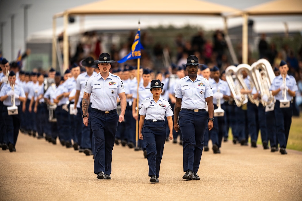 Trainees marching in formation