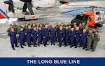 Commandant Bob Papp, Vice Commandant John Currier, and AIRSTA Elizabeth City commander, Captain Joseph Kelly, stand with the aircrews and operation specialists who responded to the HMS Bounty sinking. (U.S. Coast Guard)
