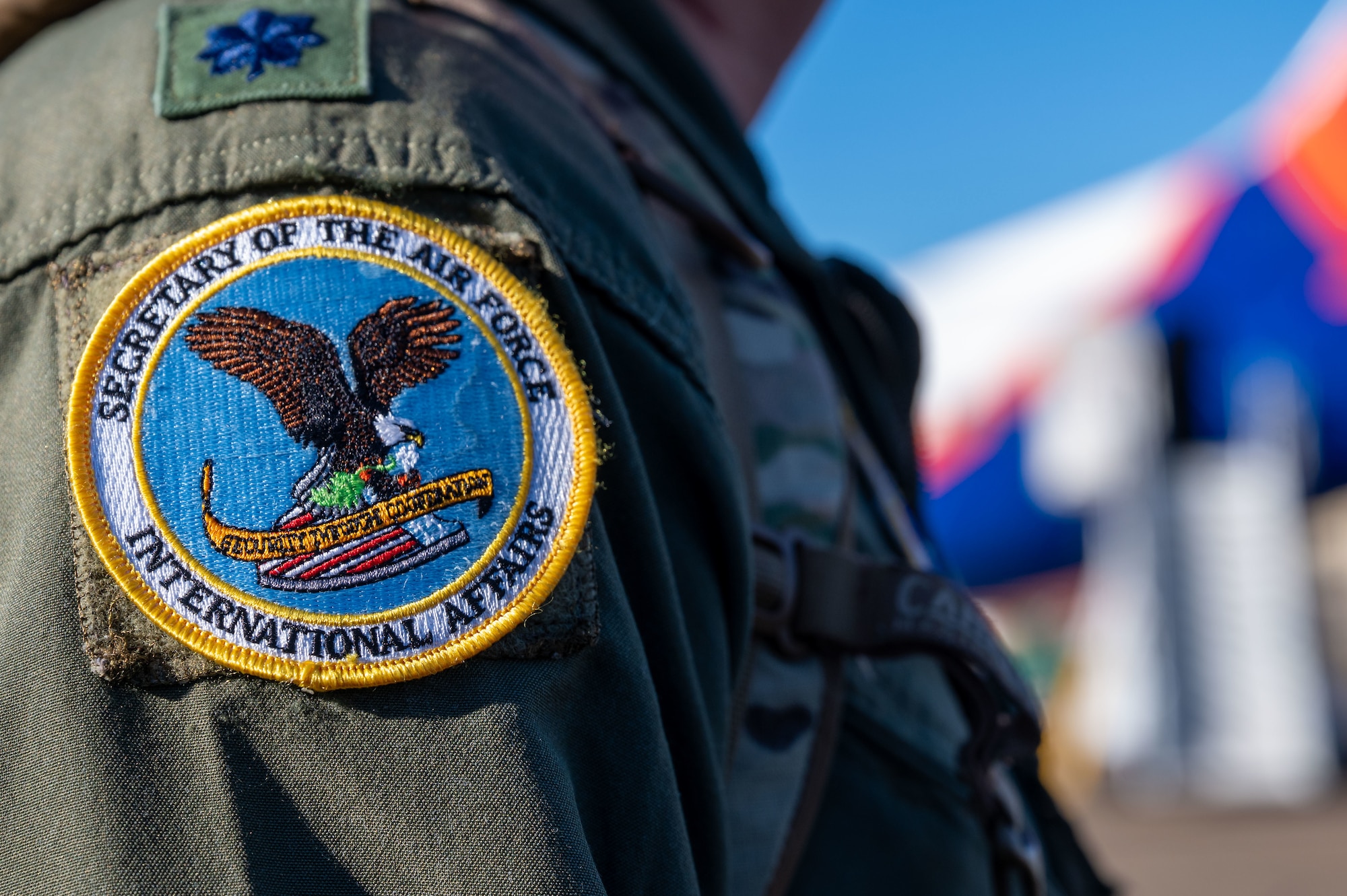 U.S. Air Force Lt. Col. Robert Faith, Secretary of the Air Force International Affairs attaché engagements, attends a panel briefing during an orientation tour at Maxwell Air Force Base, Alabama Jan. 13, 2026.
