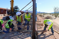 The U.S. Army Corps of Engineers contractors install border panels at the east end of the BMGR-1 project site near Yuma, Arizona, Jan 14. USACE is replacing permanent border barriers along the southern border of the U.S. at the direction of the U.S. Army by the Secretary of War, in response to the presidential national emergency declaration dated Jan. 20, 2025, authorizing the use of Section 2803 of Title 10, U.S. Code. (No one in this image crossed the international border)