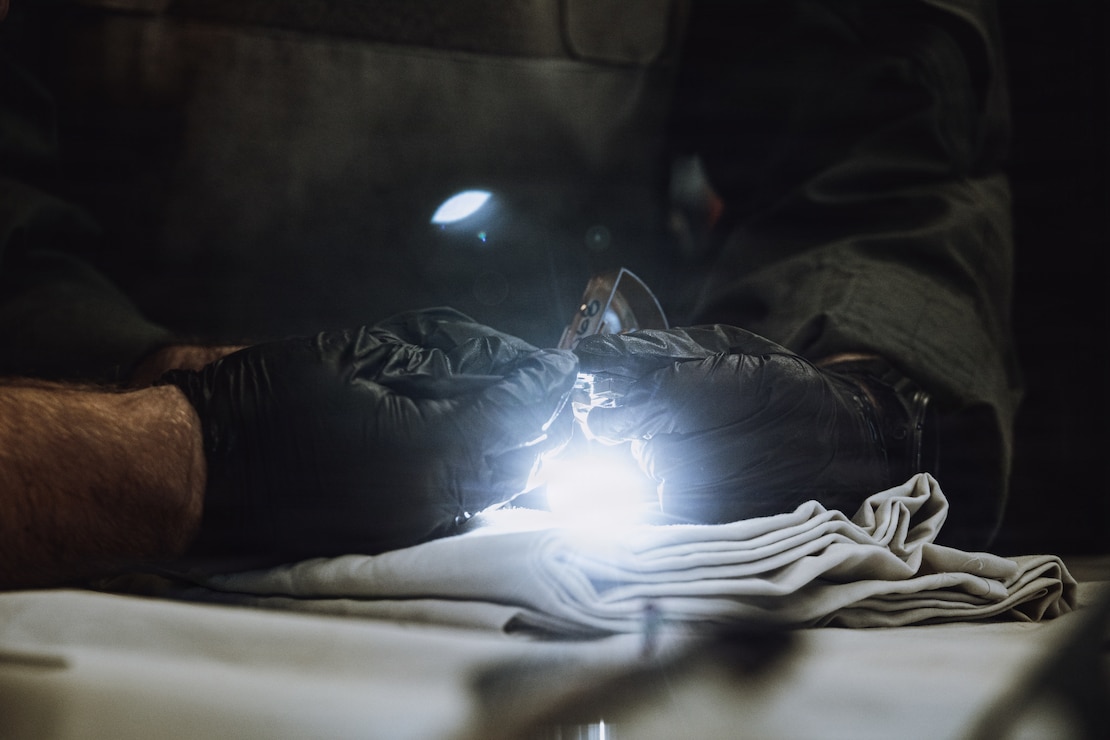U.S. Marines with Combat Logistics Battalion 11, 11th Marine Expeditionary Unit, examine ordnance during explosive ordnance disposal unit level training on Marine Corps Base Camp Pendleton, California, Jan. 14, 2026.