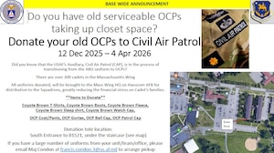 Graphic of uniform drive for Civil Air Patrol cadets.