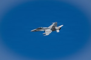 A U.S. Marine Corps F/A-18D Hornet assigned to Marine Fighter Attack Squadron (VMFA) 312 takes off during Combat Search and Rescue Training Exercise 26-1 at Moody Air Force Base, Georgia Jan. 13, 2026. The joint exercise integrated Marine Corps and Air Force aviation assets to practice coordinated flight operations in support of combat search and rescue missions in contested environments. (U.S. Air Force photo by Senior Airman Iain Stanley)