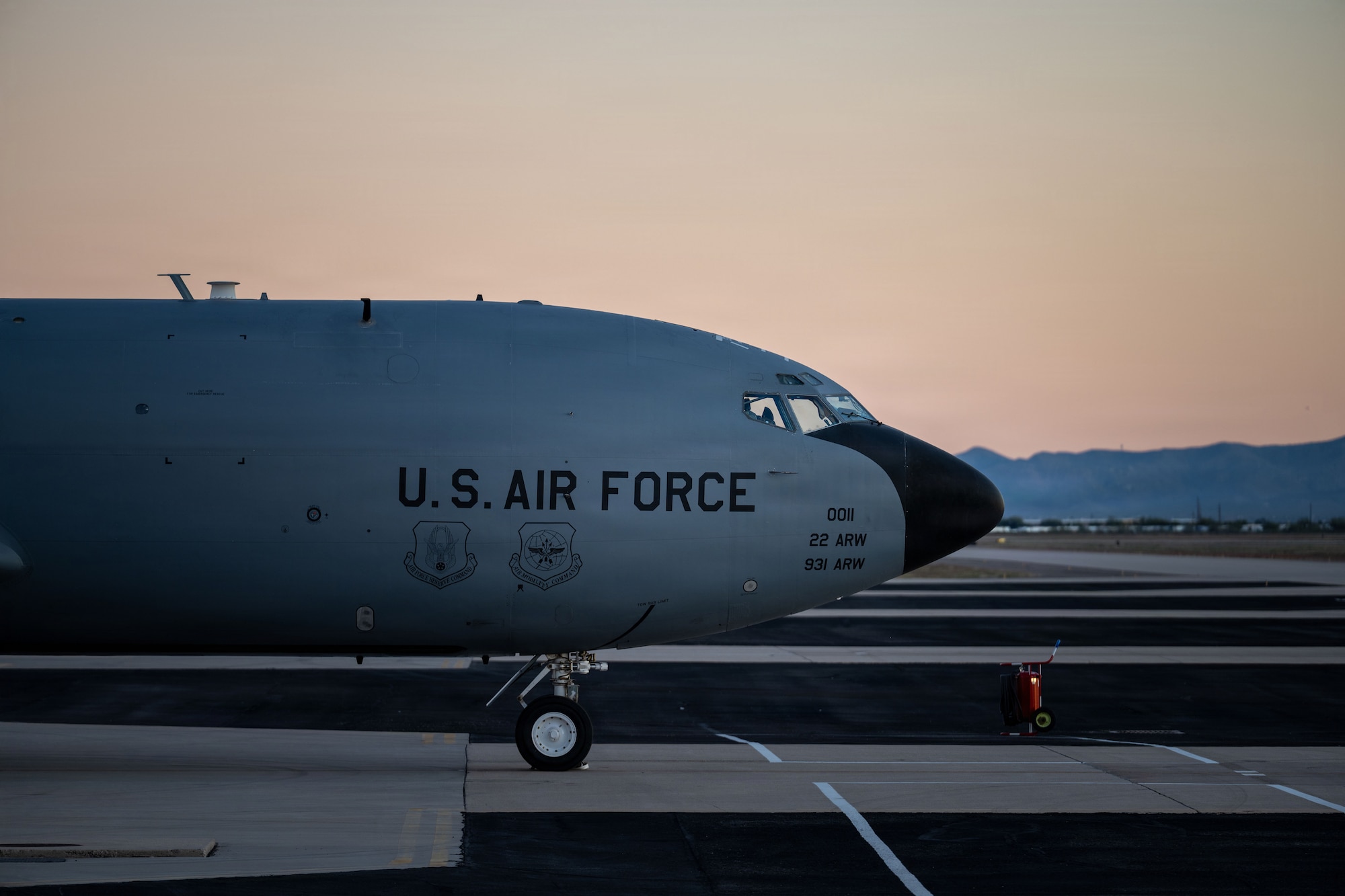 KC-135R/T Stratotanker “Ethel” sits parked Dec. 21, 2025, at Davis-Monthan Air Force Base, Arizona, after completing her final flight. Ethel was flown from McConnell Air Force Base, Kansas, to Davis-Monthan AFB for retirement after more than six decades of operational service.  (U.S. Air Force photo by Senior Airman Paula Arce)